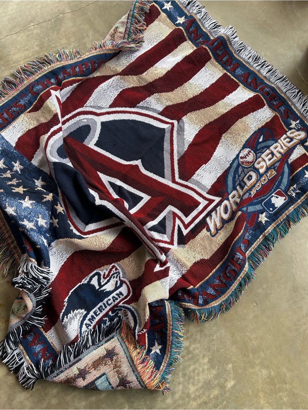 MLB Los Angeles Angels Red Navy White Woven Throw Blanket